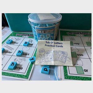 Over 190 TUB O' LETTERS AND SET OF 32 PRACTICE CARDS Homeschool, School, Daycare